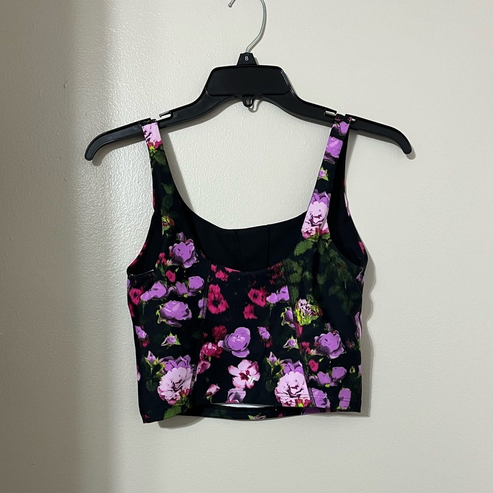 Old Navy Active (NWT) Black Floral Workout Top, Built-in Padded Sports Bra - Picture 3 of 6